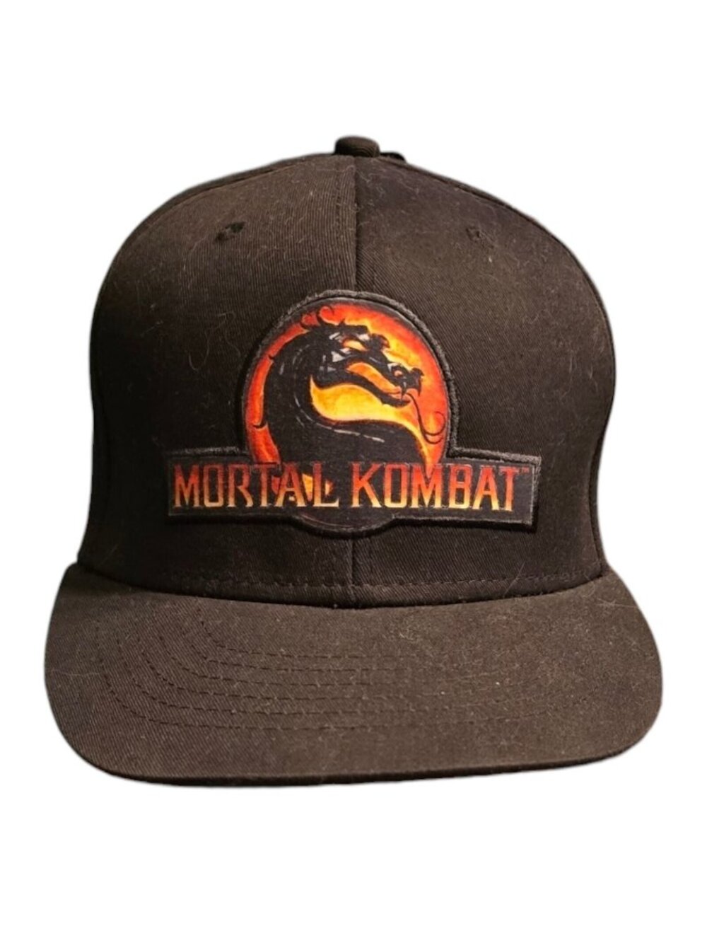 Vtg Mortal Kombat Warner Brothers Black Snapback Hat Adjustable Logo Dragon NWT